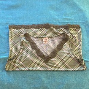 FG plaid tank top - green plaid and lace edges